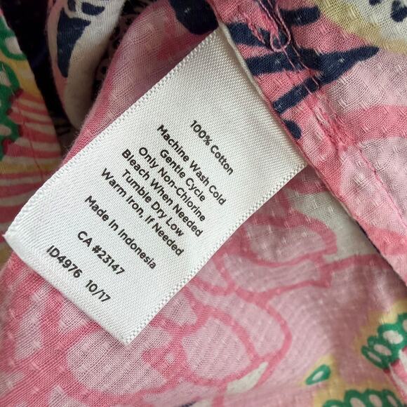 Talbots Women XL Cotton Popover Tunic Top Bold Multicolor Floral Resort Preppy - Picture 5 of 8